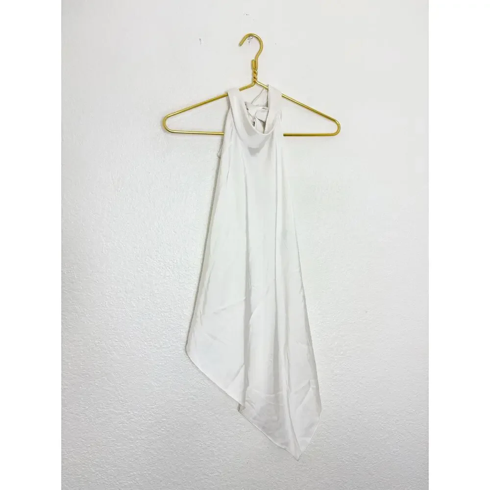 Zara White Asymmetric Satin Halter Top Size XXL Open Back 4772/137 Sexy Party - Picture 3 of 14